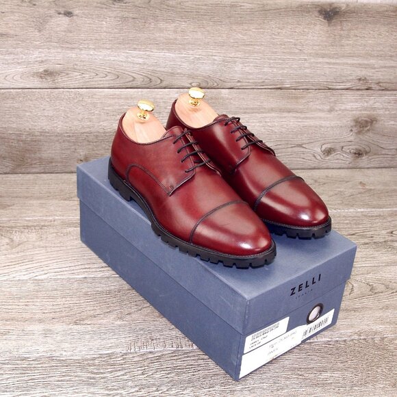 * NIB * $695 Nordstrom ZELLI Italia 8.5 M Italian Derby Burgundy * add $15 Trees main image 7